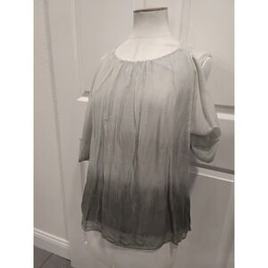 LE MARAIS PARIS Ombre Cold‎ Shoulder Silk Blend Top-S